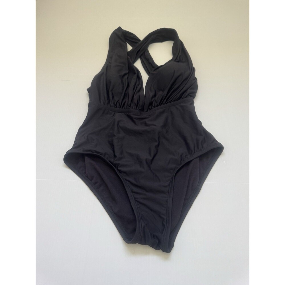Sea Angel Women’s One Piece Swimsuit Black Halter Twist Front Size Small